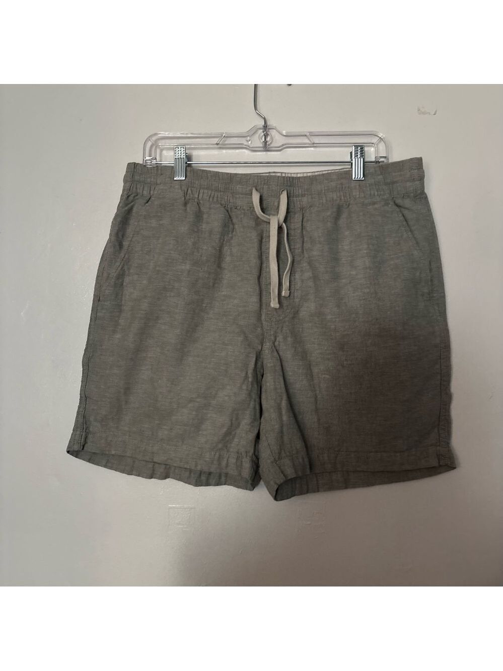 J. Crew Light Gray Men’s Linen Shorts Medium Drawstring Elastic Waist Pockets M